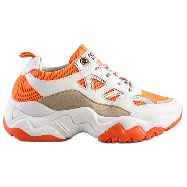 SHELOVET Fashion Lace-up Sneakers white orange multicolored
