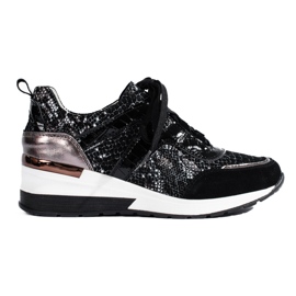 Goodin Snake Print Leather Sneakers black