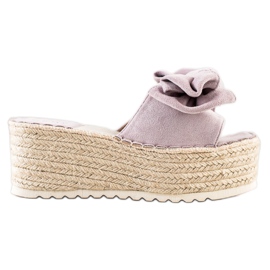 SHELOVET Slippers On The Platform With A Bow purple