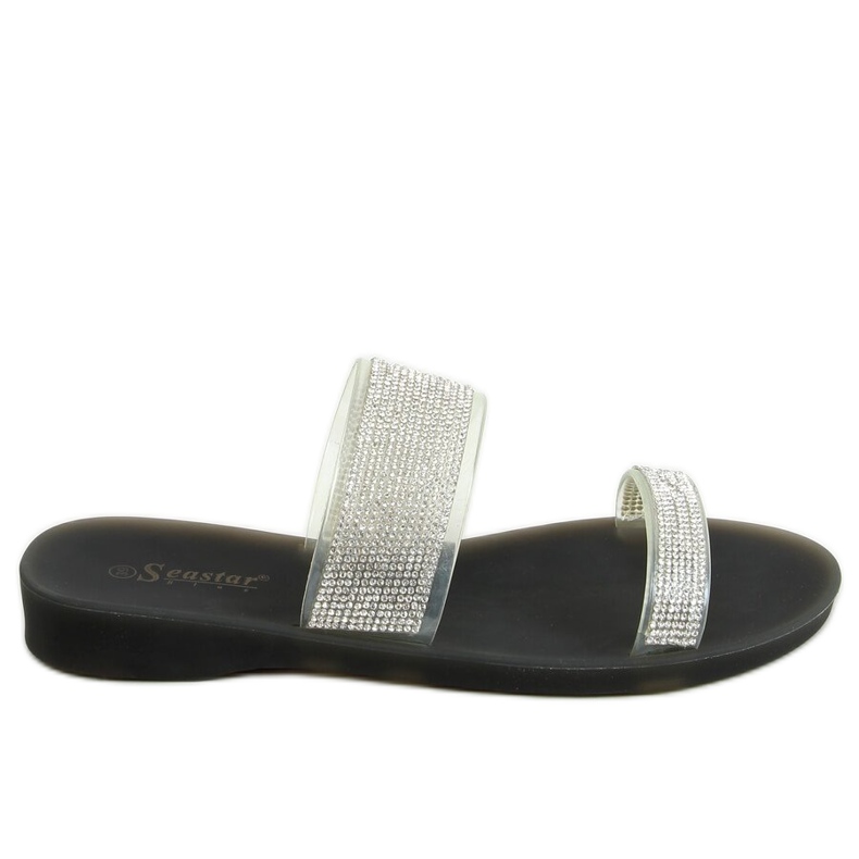 Black silicone flip-flops BG51 Black silver