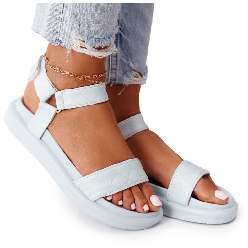 PS1 Blue Turn Around Sandals With Quilting Platform