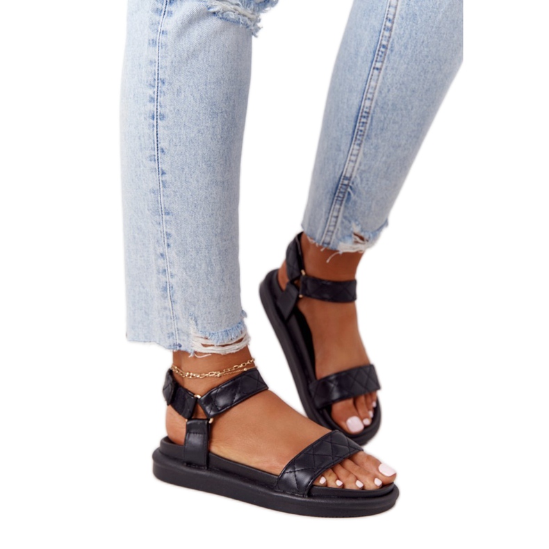 PS1 Black Turn Around Sandals With Quilting On The Platform