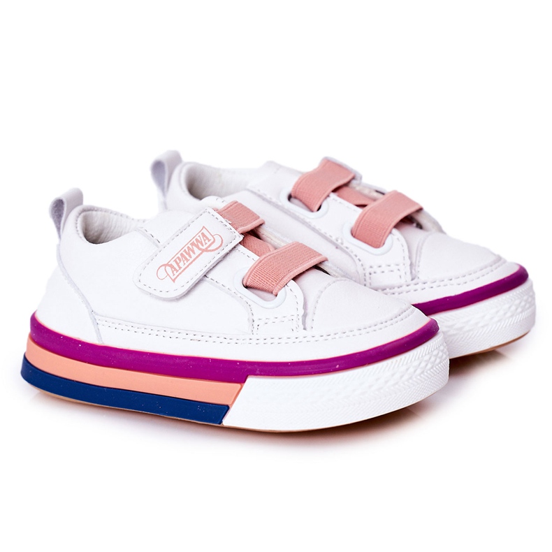 Apawwa Children's Sneakers With Ribbed White And Pink Baxter Apawwa Children's Sneakers With Ribbed White And Pink Baxter