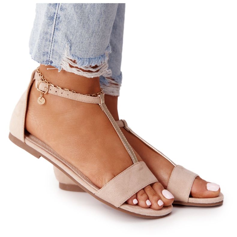 S.Barski Elegant Suede Sandals S. Bararski 541-7 Beige