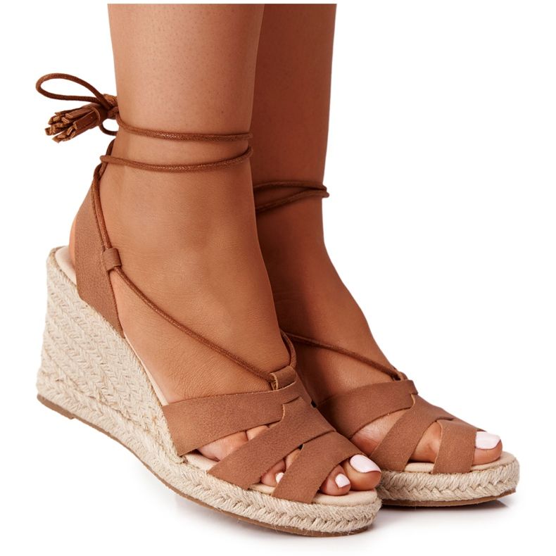 Tied Sandals On Wedge Big Star AA274591 Brown