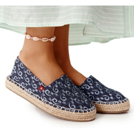 Espadrilles On A Braided Platform Big Star AA274628 Navy Blue beige