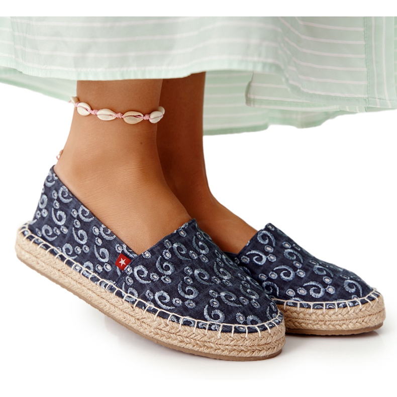 Espadrilles On A Braided Platform Big Star AA274628 Navy Blue beige