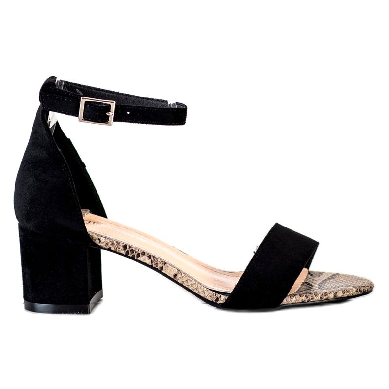 Sandals on a low post Sergio Leone SK839 beige brown black