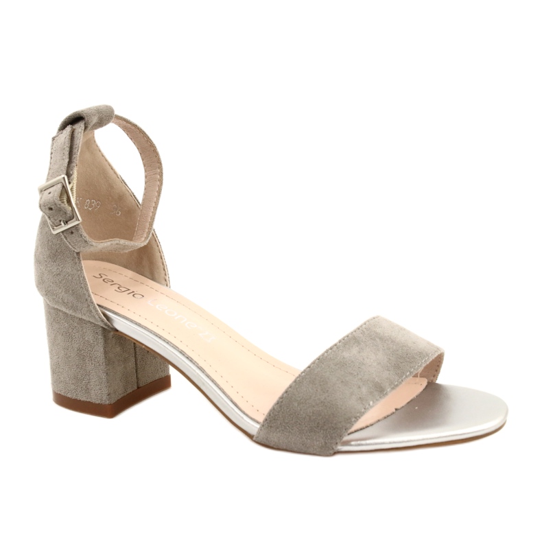 Sergio Leone Sandals on a low eco pillar SK839 silver Sergio Leone Sandals on a low eco pillar SK839 silver
