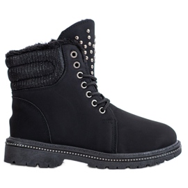SHELOVET Black Trappers With Cubic Zirconia