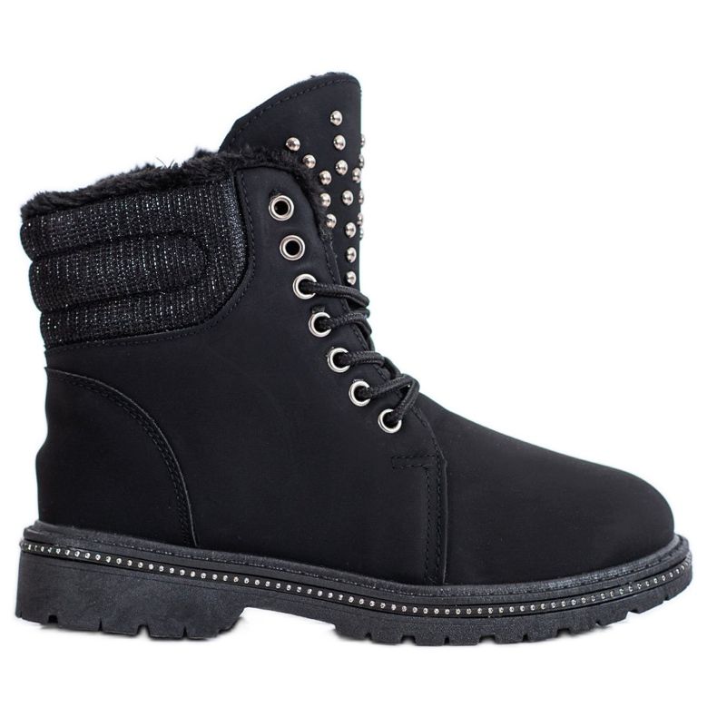 SHELOVET Black Trappers With Cubic Zirconia
