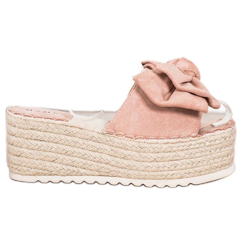 SHELOVET Slippers On The Platform With A Bow pink