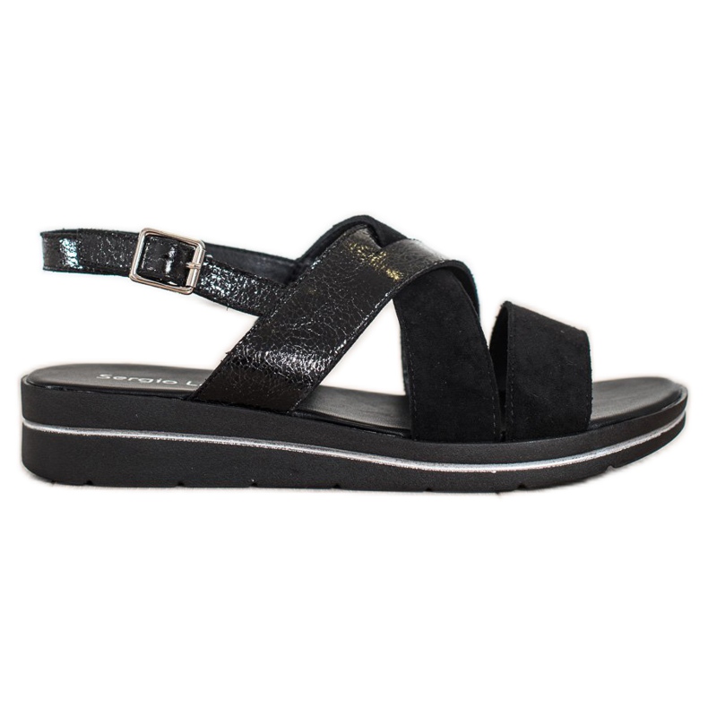 Fashionable Sandals With Sergio Leone Buckle black