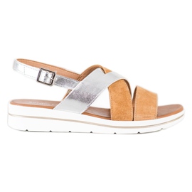 Fashionable Sandals With Sergio Leone Buckle beige silver