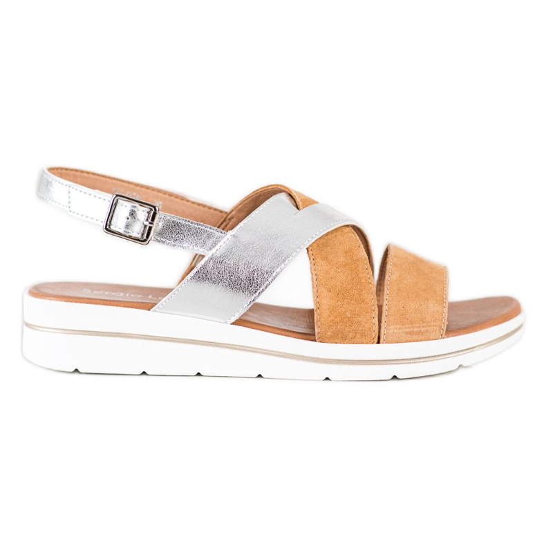 Fashionable Sandals With Sergio Leone Buckle beige silver Fashionable Sandals With Sergio Leone Buckle beige silver