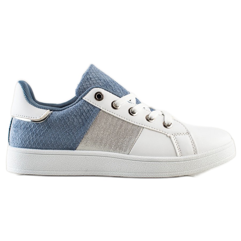 SHELOVET Fashionable Laced Sneakers white blue multicolored