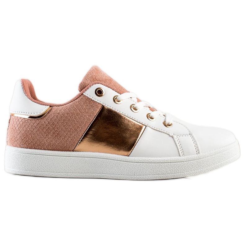 SHELOVET Fashionable Laced Sneakers white pink multicolored SHELOVET Fashionable Laced Sneakers white pink multicolored