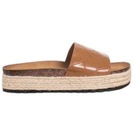 SHELOVET Platform flip-flops brown