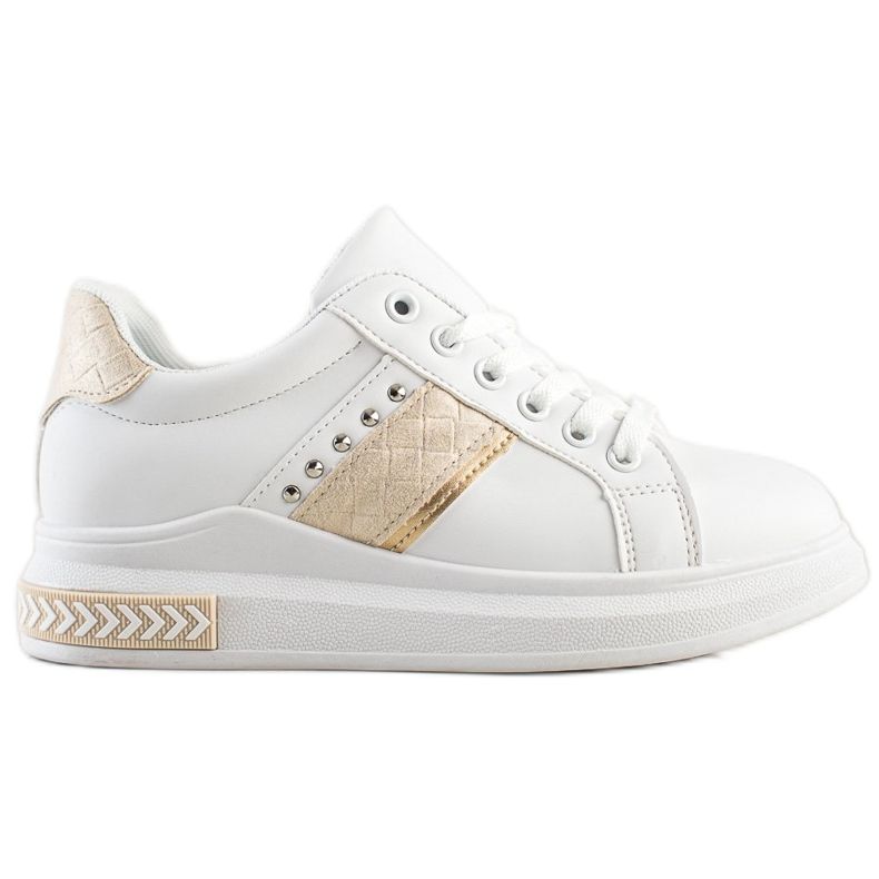 SHELOVET Casual Sneakers white golden