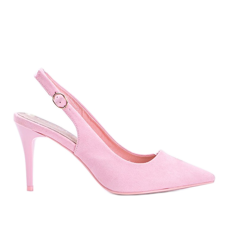 Pink eco-suede pumps on Donna belt Pink eco-suede pumps on Donna belt