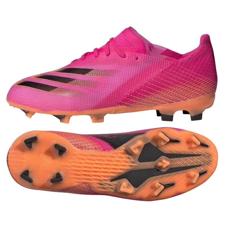 Adidas X Ghosted.1 Fg Jr FW6956 football boots pink, orange pink Adidas X Ghosted.1 Fg Jr FW6956 football boots pink, orange pink