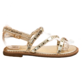 Goodin Golden Sandals With Ornaments