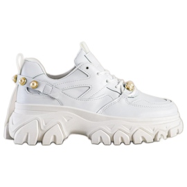SHELOVET White Sneakers With Pearls