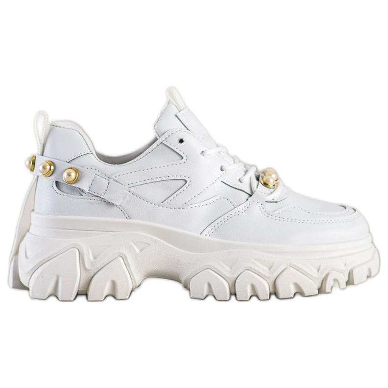 SHELOVET White Sneakers With Pearls