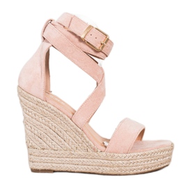 SHELOVET Espadrilles Sandals With Buckle pink