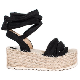 SHELOVET Tied Espadrilles Sandals black
