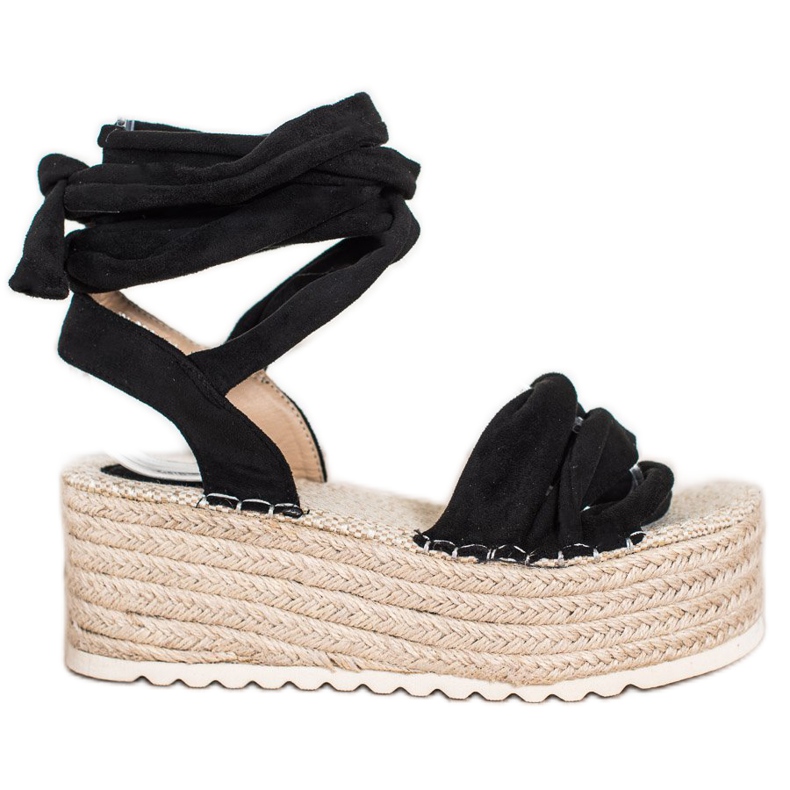 SHELOVET Tied Espadrilles Sandals black