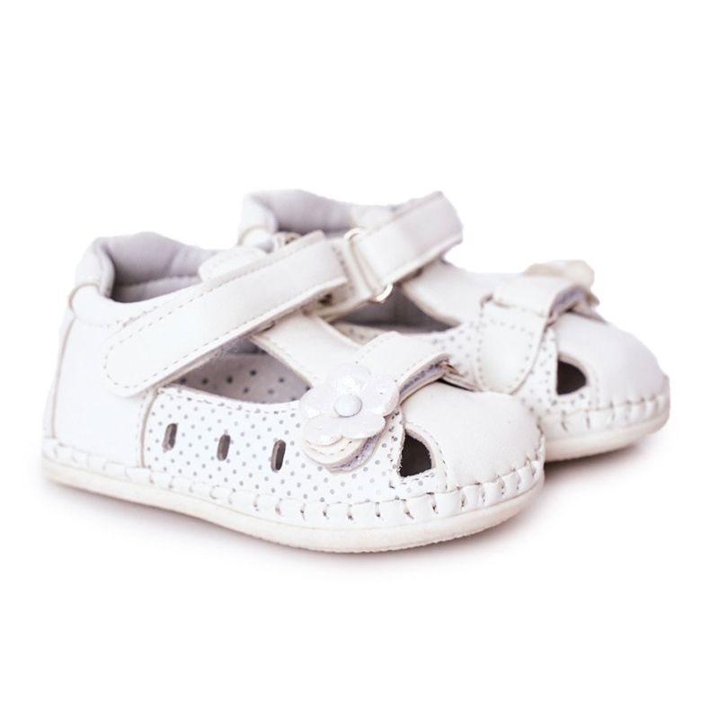 Apawwa Children's Sandals With Velcro White Flowers