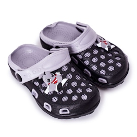 Children's Foam Slippers Kroks Black-Gray Jupiter grey