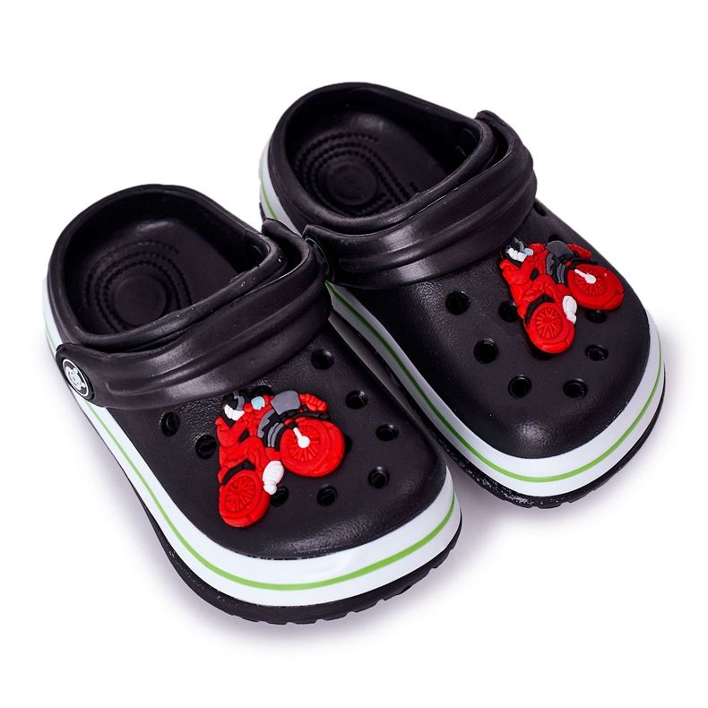 Children's Foam Slippers Kroks Black Lazy Day multicolored