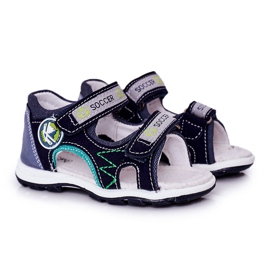 EVE Children's Navy Blue Soccer Sandals With Velcro multicolored