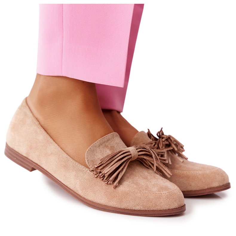 EVE Fringed Suede Loafers Beige Alicante