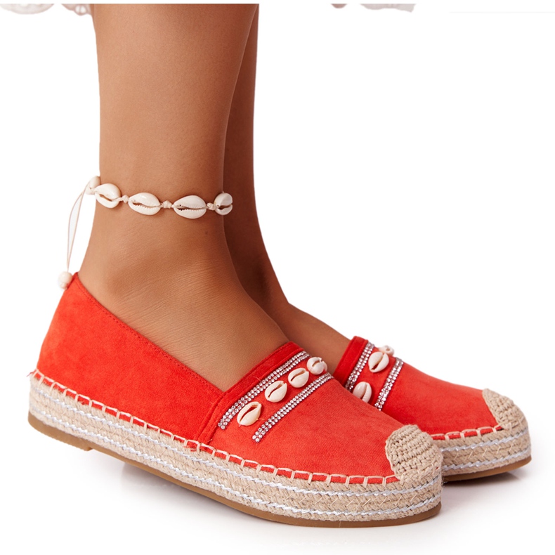 PG1 Espadrilles On Platform With Coral Seashell red orange