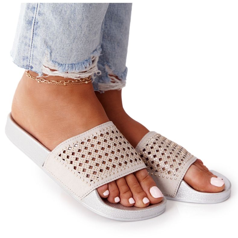 EVE Gray Tonya Sequins Rubber Slippers grey