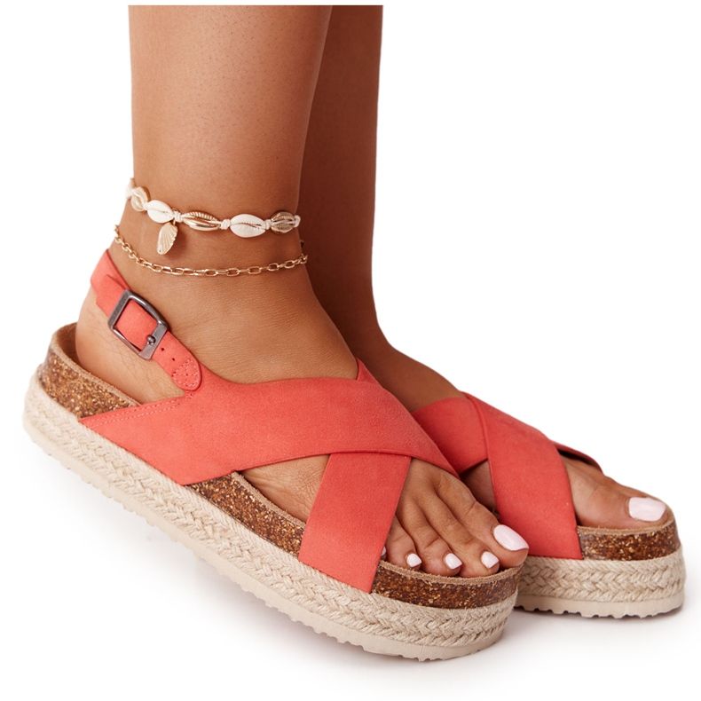 Sandals On The Cork Platform Big Star FF274A129 Koral beige red