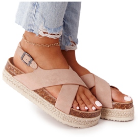 Sandals On The Cork Platform Big Star FF274A130 Beige Sandals On The Cork Platform Big Star FF274A130 Beige