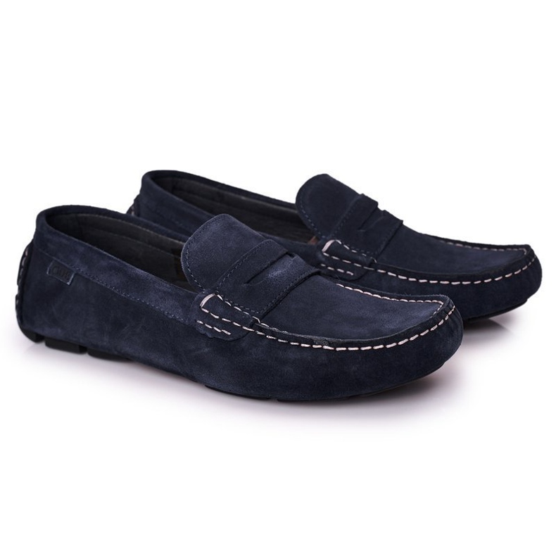 Suede Casual Loafers GOE HH1N4065 Navy Blue