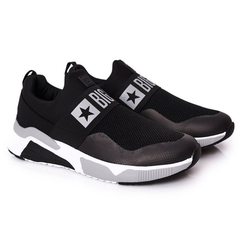 Men's Sport Shoes Slip-On Memory Foam Big Star HH174148 Black white Men's Sport Shoes Slip-On Memory Foam Big Star HH174148 Black white