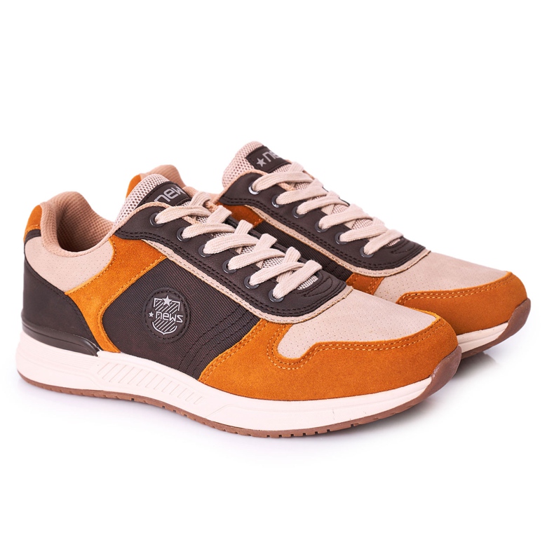 NEWS Men's sports shoes Sneakers Yellow-Brown Harold multicolored