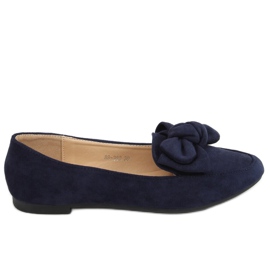 Loafers with a bow navy blue 88-382 Navy