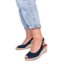 Navy blue wedge sandals from Caitlin