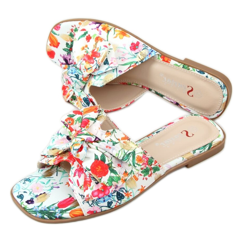 Women's floral slippers JH163P Flower White multicolored Women's floral slippers JH163P Flower White multicolored