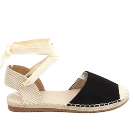 Black Espadrilles tied with an ankle H-107 Black beige Black Espadrilles tied with an ankle H-107 Black beige