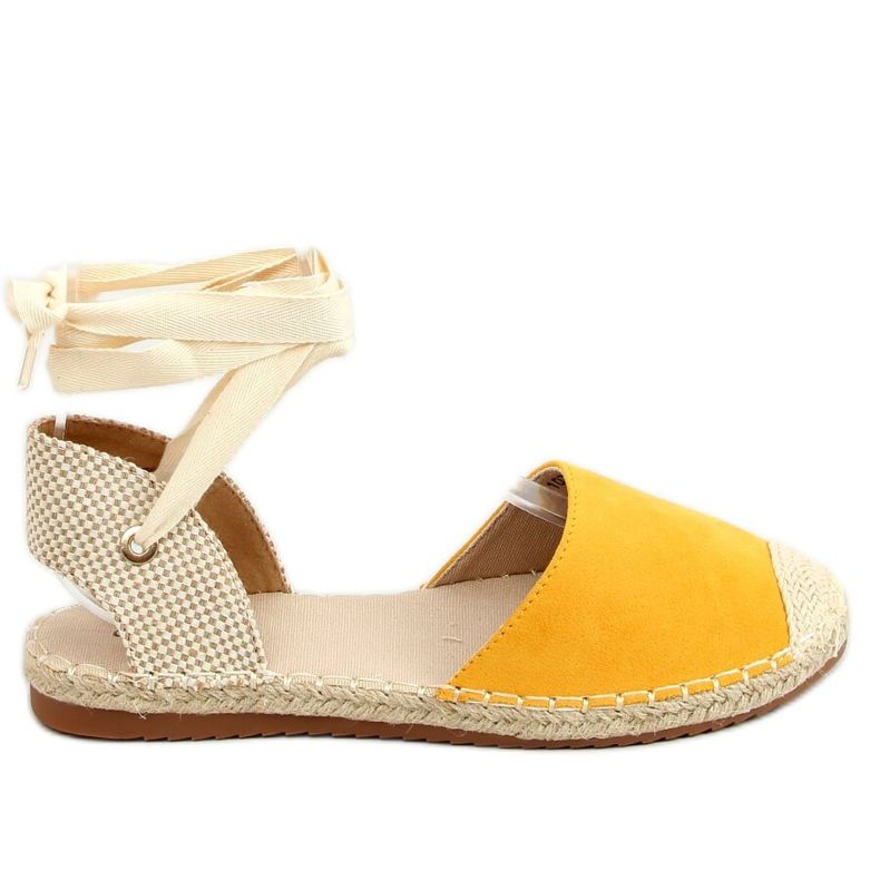 H-107 Yellow honey ankle espadrilles beige