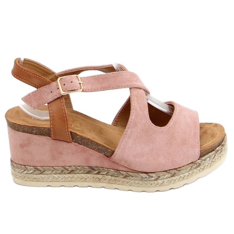 Pink espadrilles on wedges pink YL90 Pink