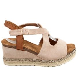 Beige espadrilles on wedges YL90 Beige